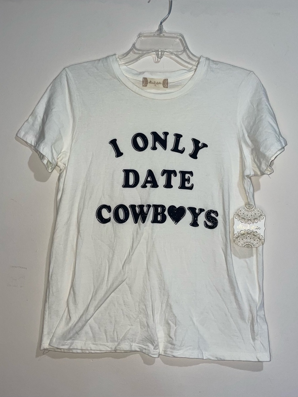 Altar’d State White 100% Cotton I Only Date Cowboys S Graphic Tee NWT
